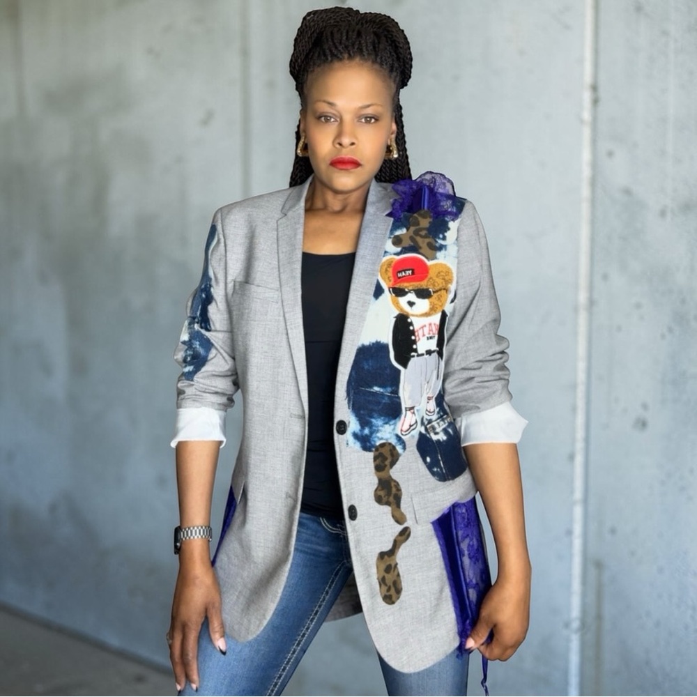 Stylish Gray Blazer with Unique Design